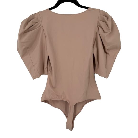 Free People bodysuit Va Va Voop knit deep v neck tan size X-Small XS - Picture 4 of 7